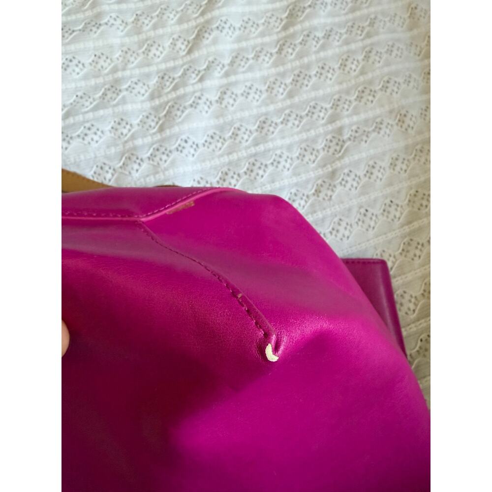 Victoria's Secret Pink Faux Leather Tote Bag Large Shopper Gold Charm Shoulder - Picture 3 of 10